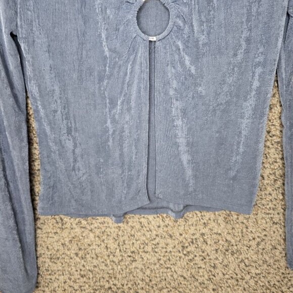 Princess Polly‎ Top Womens 8 Blue Slinky Ember Ring Open Front Blouse Casual - Picture 5 of 7